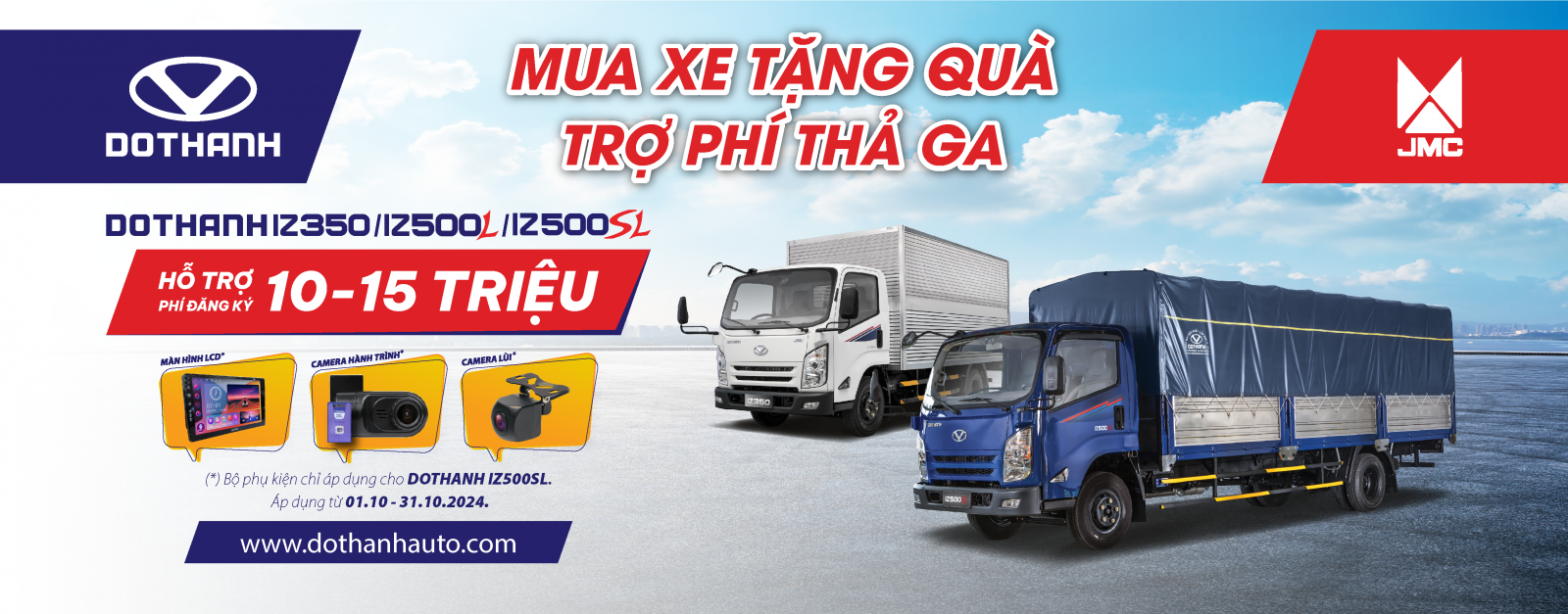 MUA XE TẶNG QUÀ - TRỢ PHÍ THẢ GA | Khuyến mãi khi mua xe tải DOTHANH IZ350 / IZ500L / IZ500SL