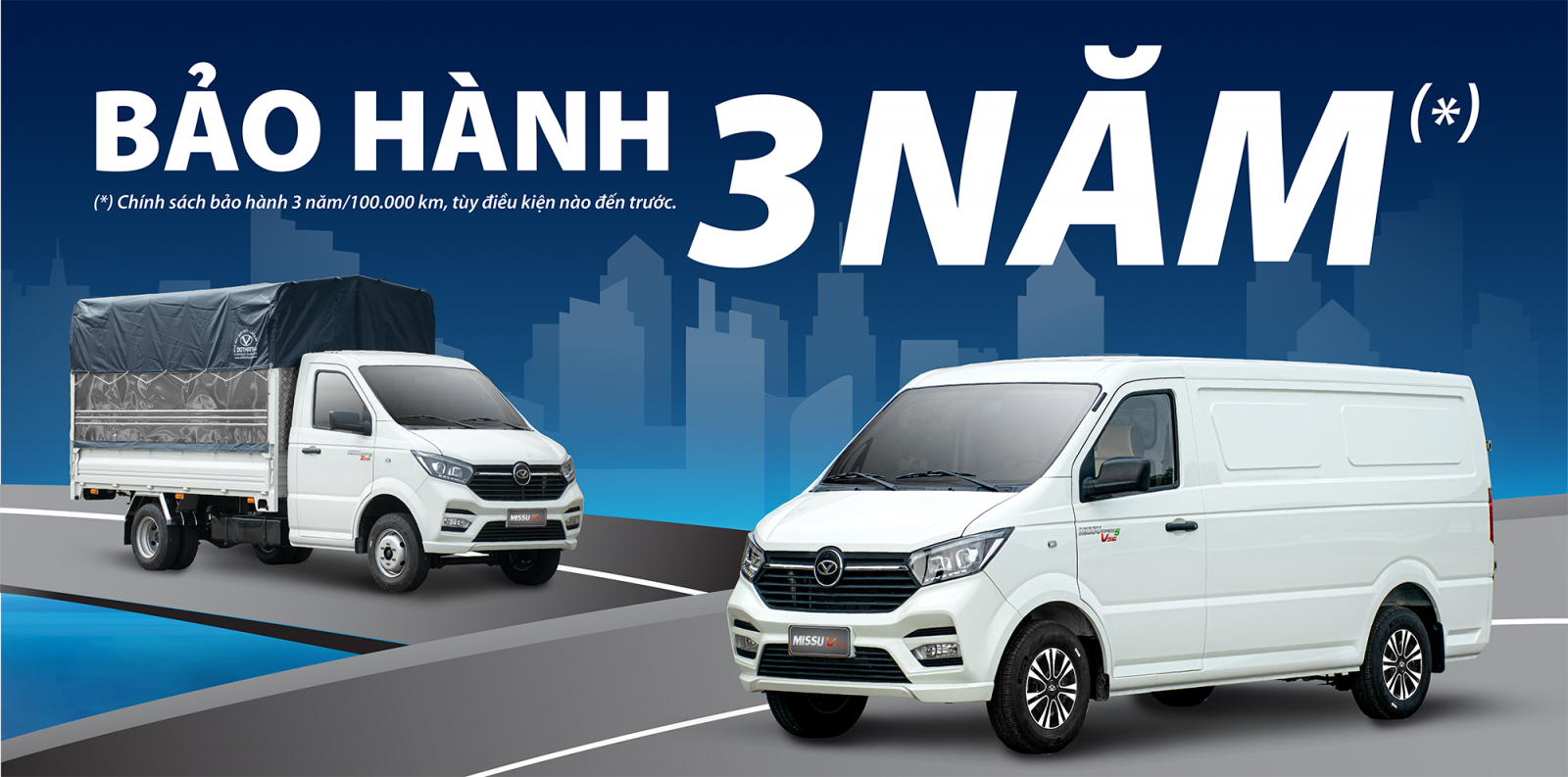DOTHANH MISSU áp dụng chính sách bảo hành 3 năm hoặc 100.000Km