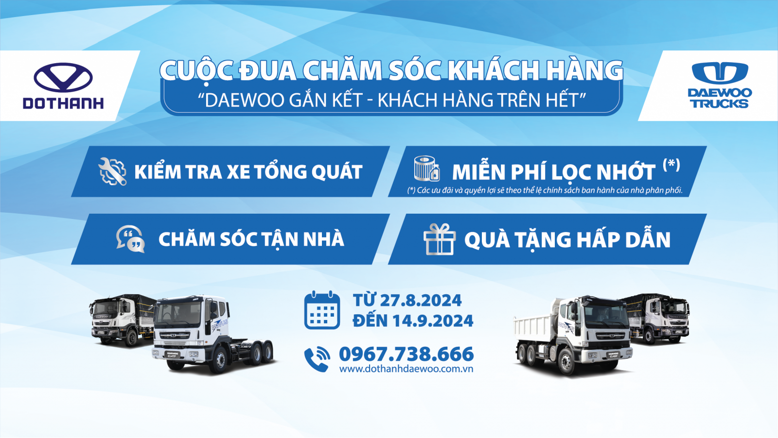 Tổng kết chương trình CUỘC ĐUA CHĂM SÓC KHÁCH HÀNG Daewoo Trucks 2024