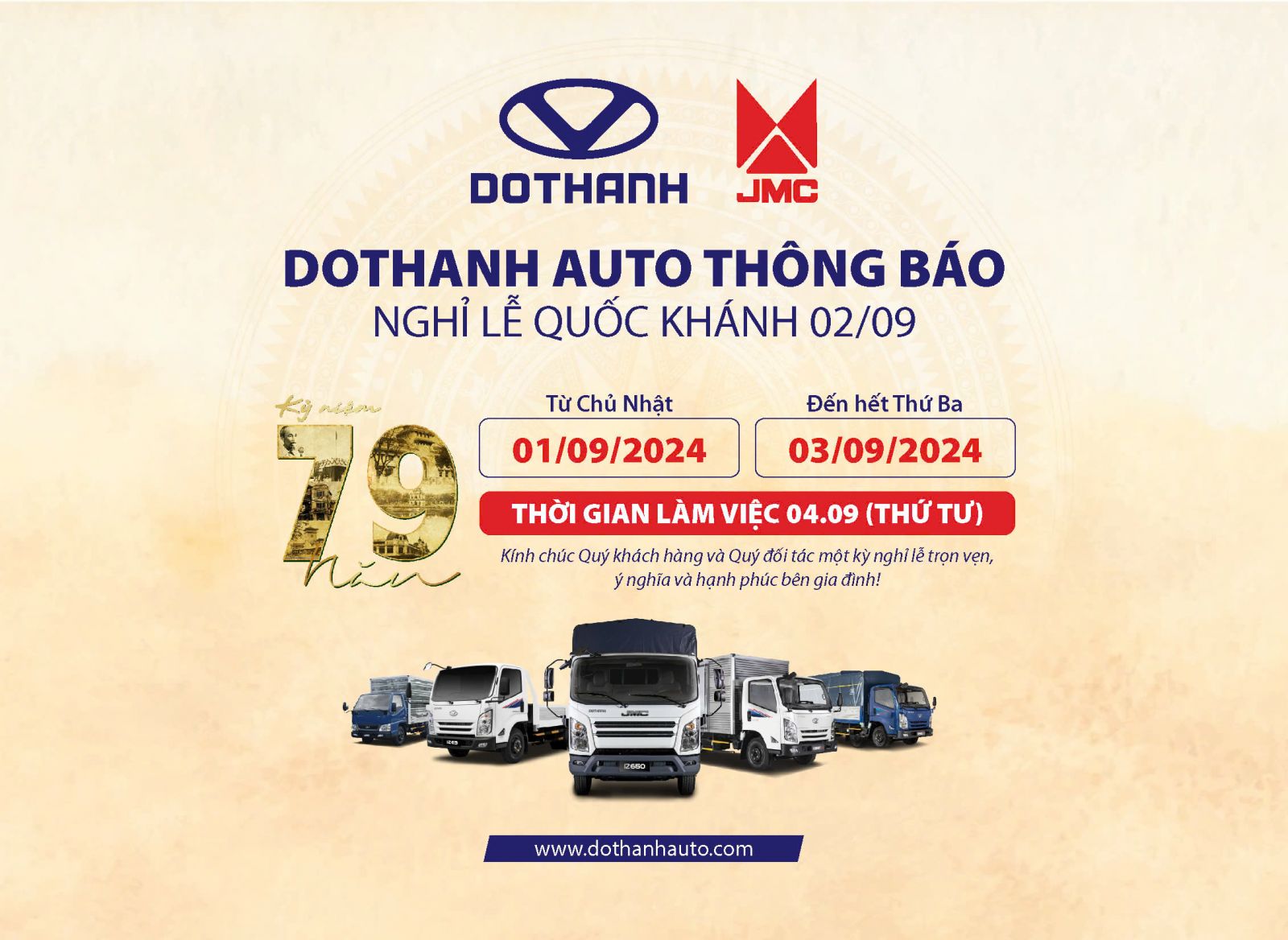 DOTHANH AUTO THÔNG BÁO LỊCH NGHỈ LỄ QUỐC KHÁNH 2/9