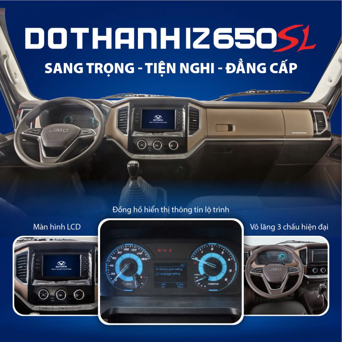 Nội thất xe tải DOTHANH IZ650SL sang trọng và đầy đủ tiện nghi cao cấp