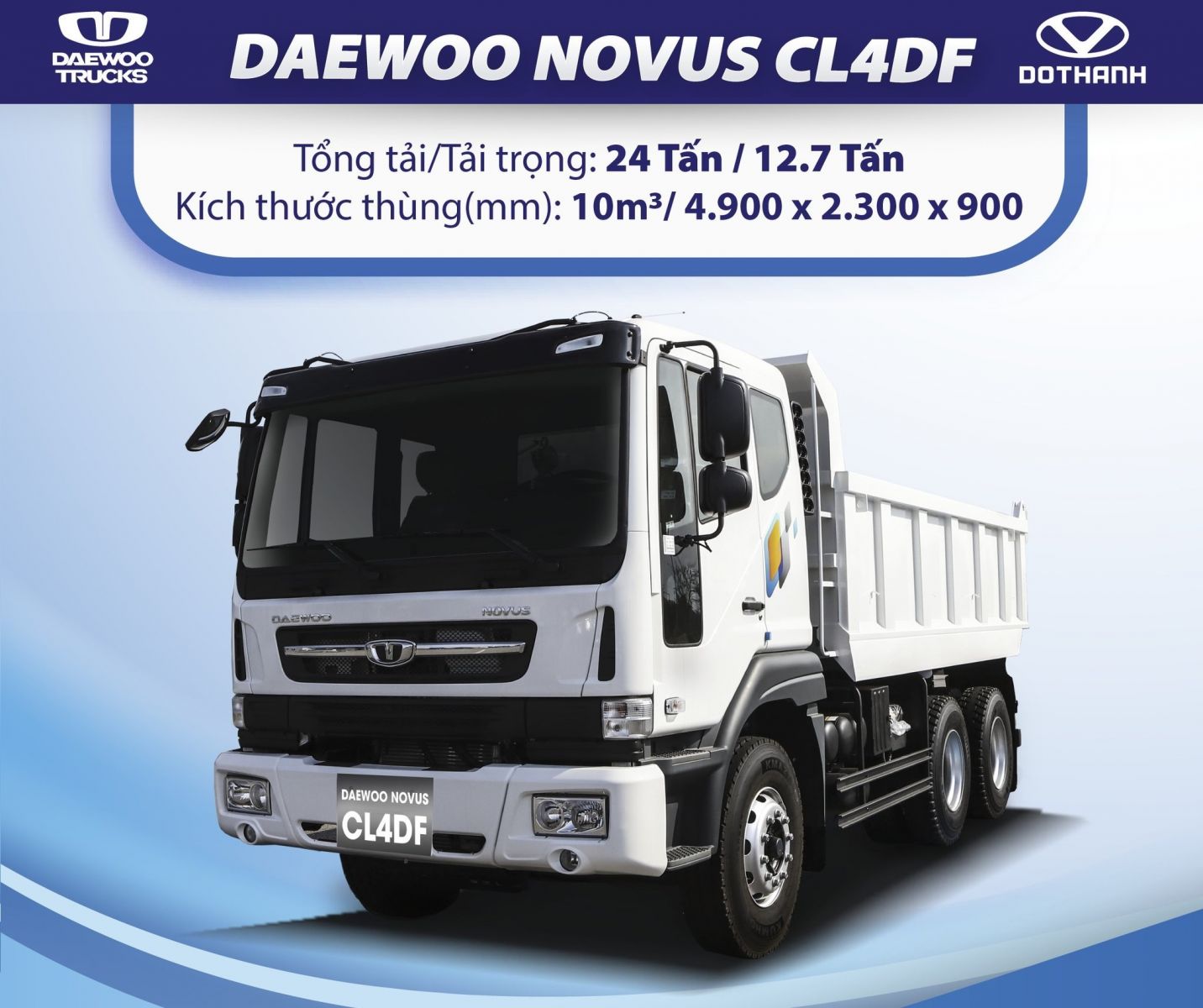 Kích thước thùng xe ben Daewoo Novus CL4DF