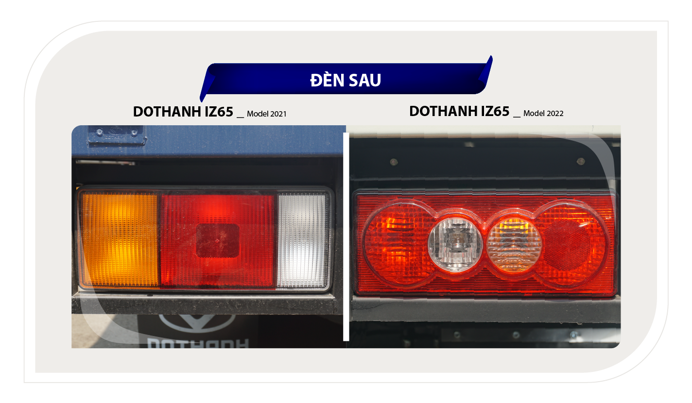 Điểm thay đổi mẫu mã xe tải DOTHANH IZ65 ở thiết kế cụm đèn sau