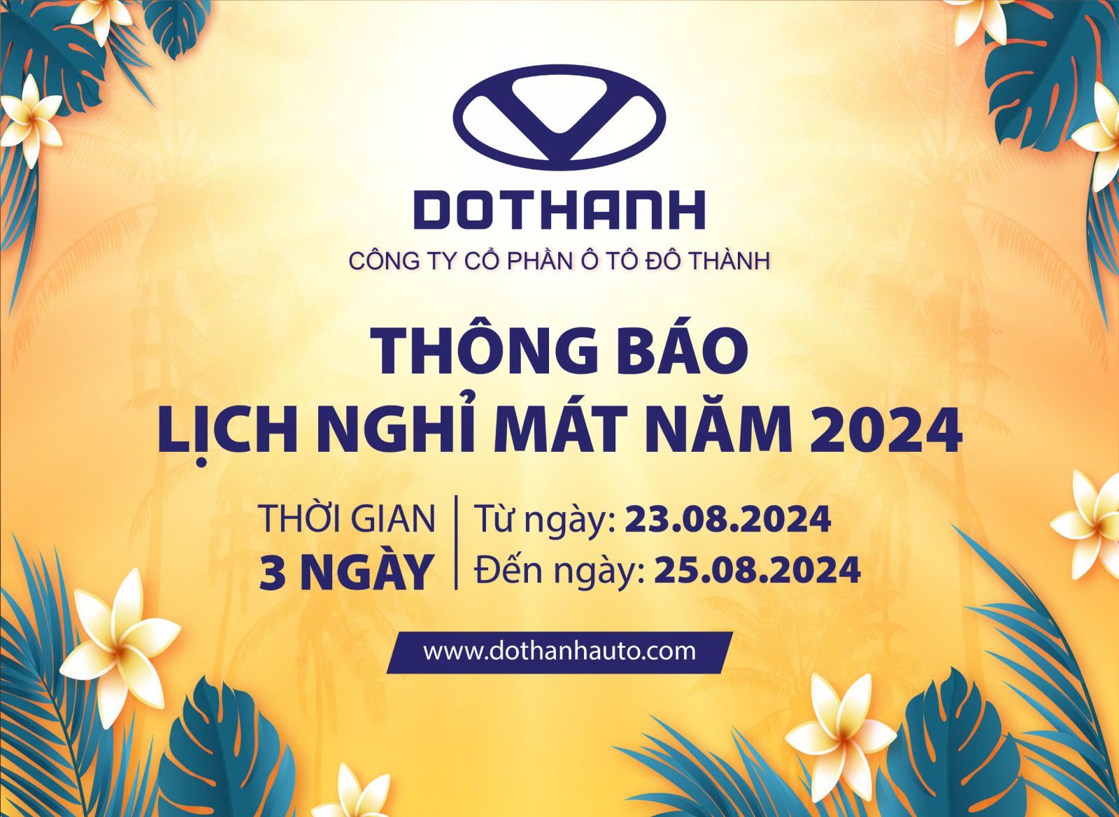 DoThanh Auto thông báo lịch nghỉ mát công ty năm 2024