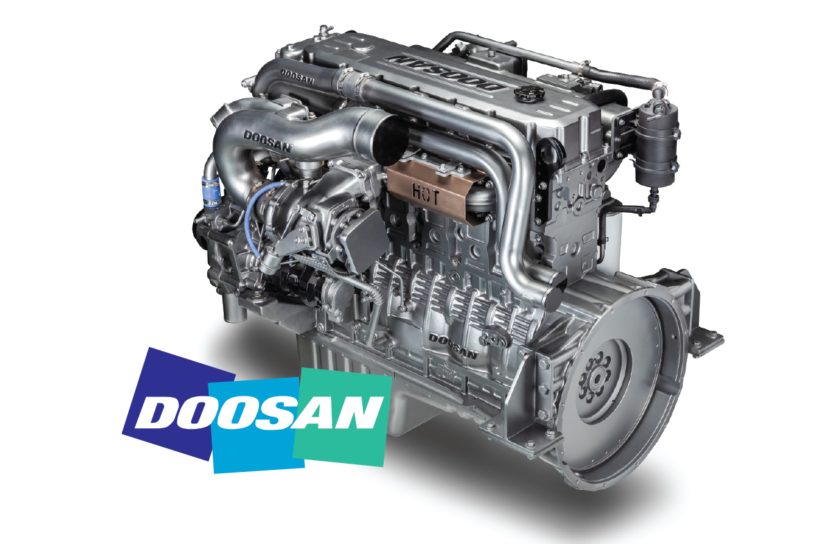Động cơ DOOSAN Diesel DX12E. Công suất cực đại lên đến 440Ps/1.900rpm