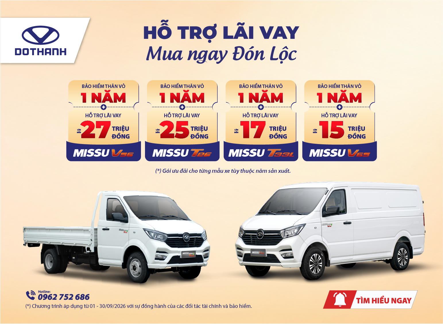 HỖ TRỢ LÃI VAY - MUA NGAY ĐÓN LỘC | KHUYẾN MẠI DOTHANH MISSU
