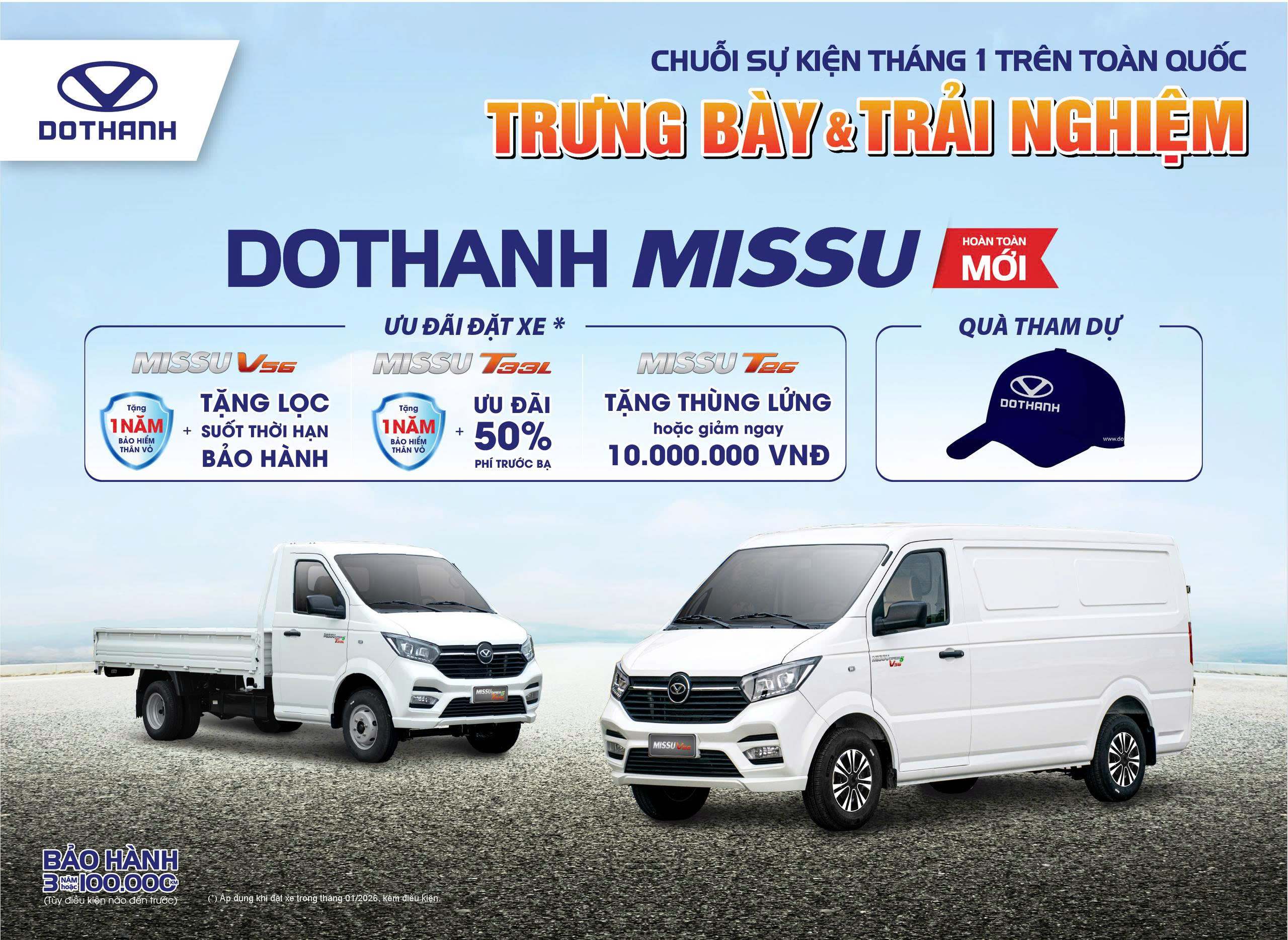 Chuỗi Sự Kiện Tháng 01/2026 “TRƯNG BÀY & TRẢI NGHIỆM” XE DOTHANH MISSU (Mới)